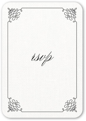 Rsvp Cards: Fancy Linen Wedding Response Card, White, Standard Smooth Cardstock, Rounded