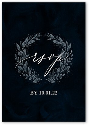 Rsvp Cards: Garland Bliss Wedding Response Card, Black, Matte, Signature Smooth Cardstock, Square