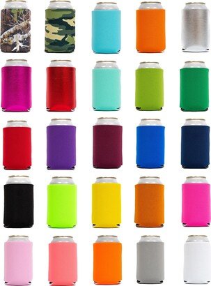 25 Pack Blank Can Coolers Plain Bulk Foam Beer & Soda Coolies Assorted Colors Huggers - Free Shipping