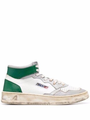 Distressed-Effect High-Top Sneakers-AA