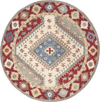 Antiquity At507 Red and Ivory 6' x 6' Round Area Rug