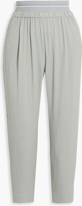 Cropped pleated crepe tapered pants