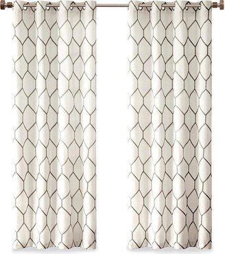 Gracie Mills Brooklyn Metallic Geo Embroidered Window Panel,Curtain Grey - 50x84 Panel