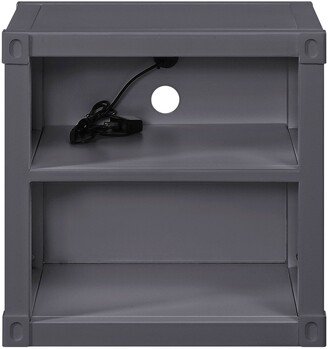 TOSWIN Traditional Industrial Unique Metal Enclosure Bedroom Nightstand USB Locker