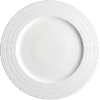 Cambridge Stripe White Rimmed Dinner Plates, Set of 4