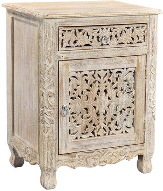 Florence 1-Drawer 1-Door Carved Nightstand