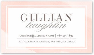 Business Cards: Watercolor Border Calling Card, Pink, Matte, Signature Smooth Cardstock