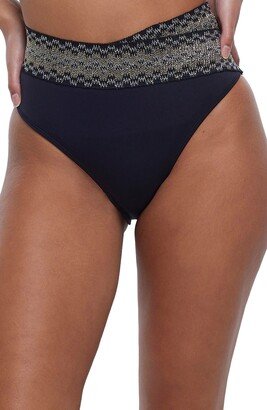 Metallic High Waist Bikini Bottoms