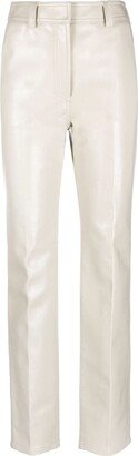 Straight-Leg Faux-Leather Trousers-AB