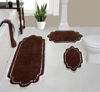 Home Weavers Inc Set of 3 Allure Collection Brown Cotton Tufted Bath Rug Set - Home Weavers