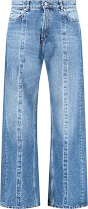 Crinkle Mid-Rise Straight Leg Jeans