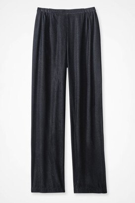 Women's Velvet Pull-On Wide-Leg Pants - Black - PM - Petite Size