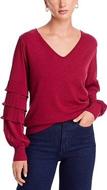 Mixed Media V Neck Sweater