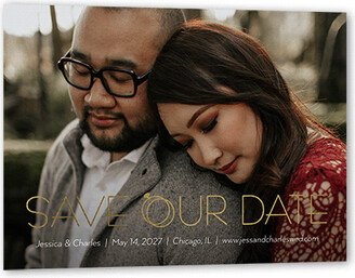 Save The Date Cards: Connected Bands Save The Date, Gold Foil, White, 5X7, Matte, Signature Smooth Cardstock, Square