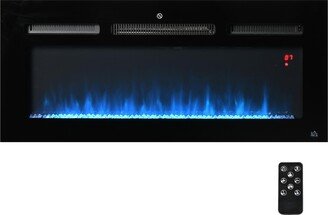 Homcom 40 1500W Recessed and Wall Mounted Electric Fireplace Inserts Black