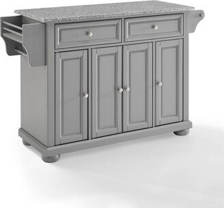 Alexandria Kitchen Island with Solid Granite Top Vintage Gray