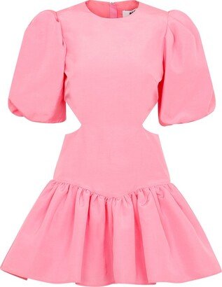 Ruffled Cut-Out Crewneck Mini Dress