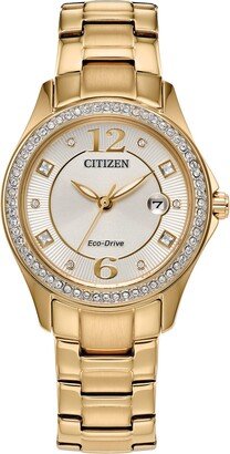 Ladies' Eco-Drive Classic Crystal Watch in Gold-Tone Stainless Steel