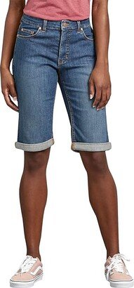 Women's Perfect Shape Denim Bermuda Shorts (Stonewashed Indigo Blue) Women's Clothing