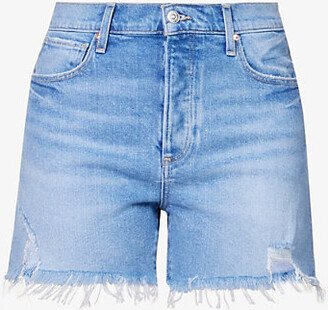 Womens Leelah Destructed Asher Distressed-hem High-rise Denim Shorts