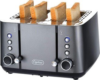 CYETUS Extra Wide 4-Slot Stainless Steel Toaster, Defrost, Bagel and Cancel Functions, 9-Shade Settings