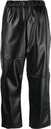 Elasticated-Waistband Faux-Leather Trousers