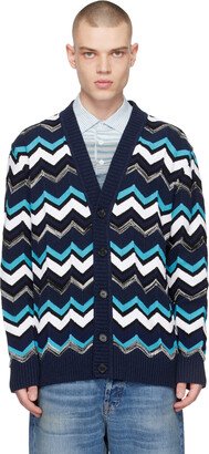 Blue & Navy Jacquard Cardigan