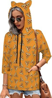 MENRIAOV Pizza Womens Cute Hoodies with Cat Ears Sweatshirt Pullover with Pockets Shirt Top 3XL Style