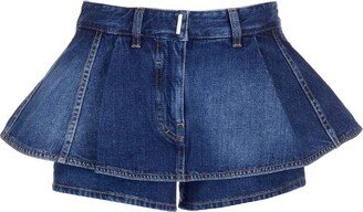 Ruffled Denim Shorts-AA