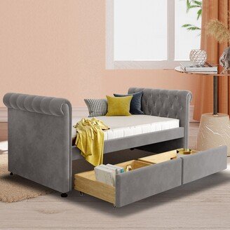 JASIWAY Twin Size Upholstered Daybed with Drawers