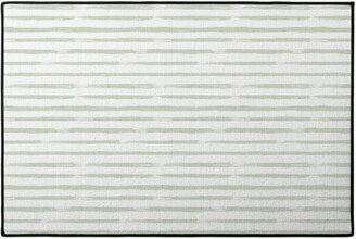 Door Mats: Sage And White Stripes Door Mat, Green