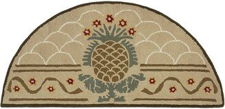 56 Long Minuteman International Hospitality Half Round Hearth Rug Pineapple Design Beige - ACHLA Designs