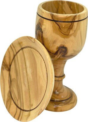 Communion Cup Wine Olive Wood Hand Made, Chalice Carving in Jerusalem, Wood Plate, Christian Chalice, Holy Land