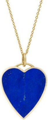 Lapis Inlay Heart Yellow Gold Necklace