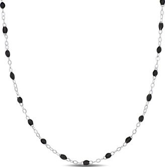 Mimi & Max Black Enamel Bead Station Forzatina Brill Necklace in Sterling Silver - 18 in.