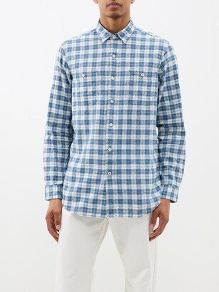 Classic-fit Checked Linen-blend Shirt