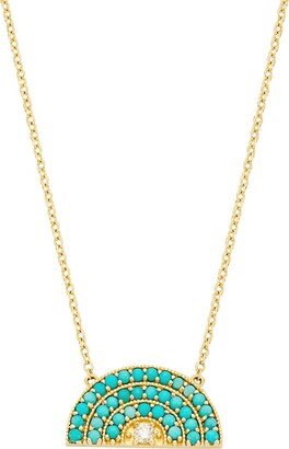 Celestial Perfect Rainbow 14K Yellow Gold, Diamond & Turquoise Necklace