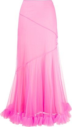 Ruffle-Trim Tulle Midi Skirt