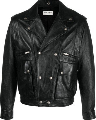 Crinkled-Effect Leather Jacket