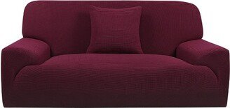 PiccoCasa Stretch Chair Sofa Slipcover 1Piece Couch Covers with 1Pc Cushion Cover Burgundy Medium