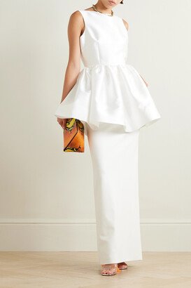 Alda Satin-twill And Crepe Peplum Gown - Cream