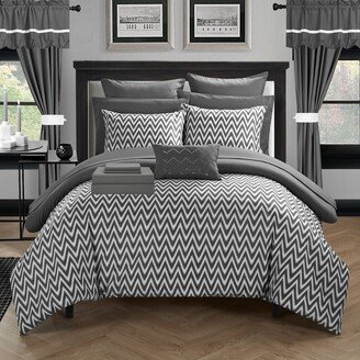 Porch & Den Red Cliff Grey Pintuck Chevron 20-piece Bed in a Bag