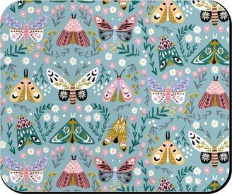 Mouse Pads: Spring Floral And Butterflies - Blue Mouse Pad, Rectangle Ornament, Multicolor