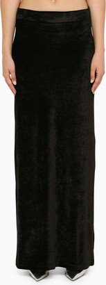 Black velvet long skirt