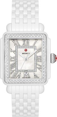 Deco Madison Ceramic & 0.86 TCW Diamond Bracelet Watch/33MM x 35MM