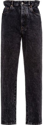 High-Rise Paperbag-Waist Straight-Leg Jeans