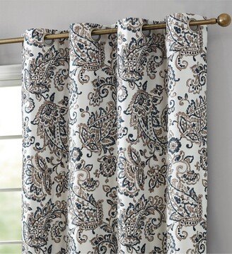 Amalfi Paisley Faux Silk 100% Blackout Room Darkening Thermal Lined Curtain Grommet Panels for Bedroom - Energy Efficient, Complete Darkness, N