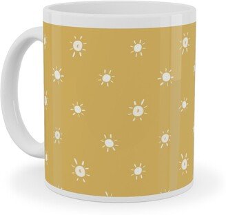 Mugs: Dotted Suns - Yellow Ceramic Mug, White, 11Oz, Yellow