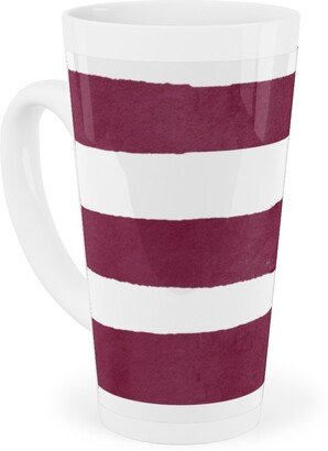 Mugs: Stripe - Maroon Tall Latte Mug, 17Oz, Red