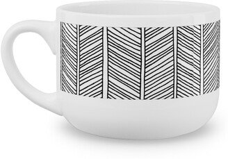 Mugs: Vines + Lines - Neutral Latte Mug, White, 25Oz, Black